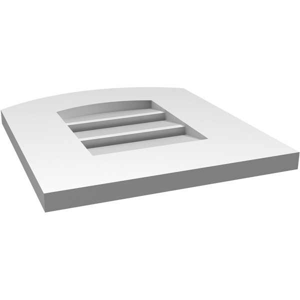 Ekena Millwork Arch Top Surface Mount PVC Gable Vent: Non-Functional, w/ 3-1/2"W x 1"P Standard Frame, 14"W x 14"H - GVPAR14X1401SN
