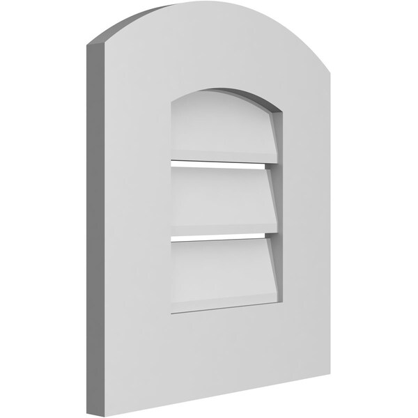 Ekena Millwork Arch Top Surface Mount PVC Gable Vent: Non-Functional, w/ 3-1/2"W x 1"P Standard Frame, 14"W x 14"H - GVPAR14X1401SN