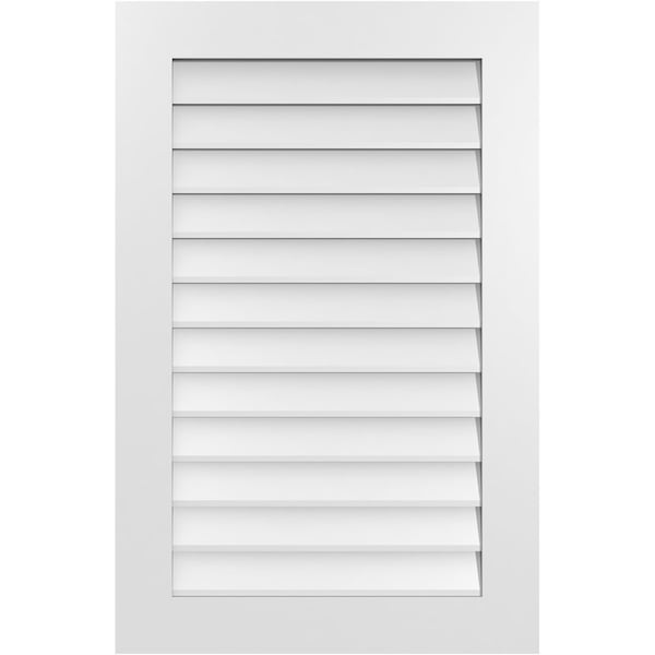 Ekena Millwork Vertical Surface Mount PVC Gable Vent: Non-Functional, w/ 3-1/2"W x 1"P Standard Frame, 26"W x 40"H - GVPVE26X4001SN