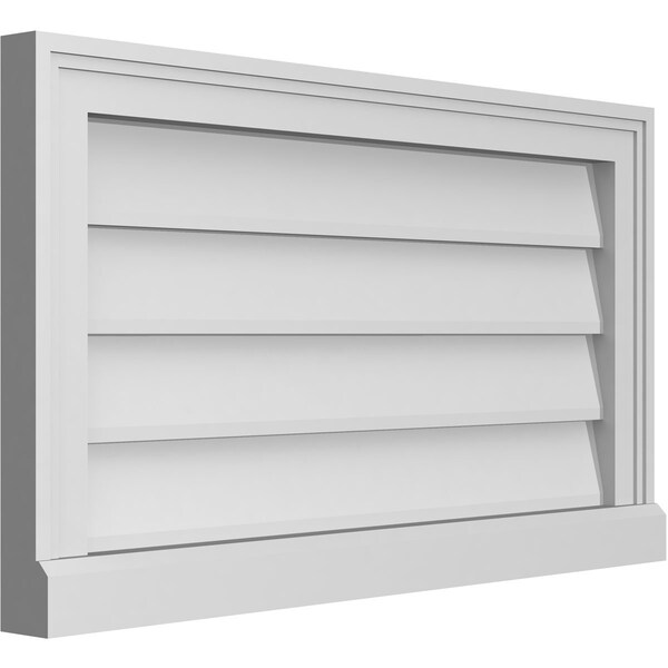Ekena Millwork Vertical Surface Mount PVC Gable Vent w/ 2"W x 2"H , Brickmould Sill Frame, 28"W x 16"H - GVPVE28X1603SN