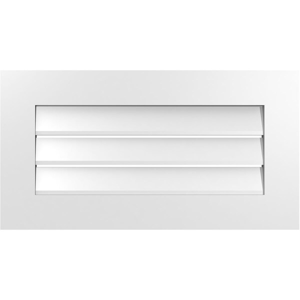 Ekena Millwork Vertical Surface Mount PVC Gable Vent: Functional, w/ 3-1/2"W x 1"P Standard Frame, 30"W x 16"H - GVPVE30X1601SF