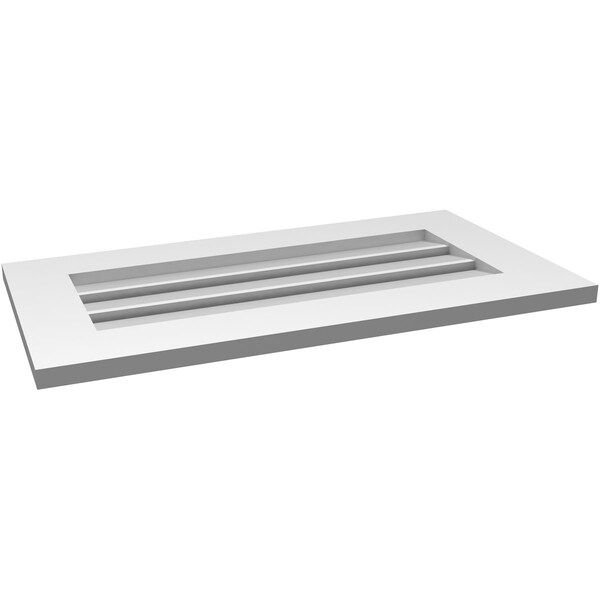 Ekena Millwork Vertical Surface Mount PVC Gable Vent: Functional, w/ 3-1/2"W x 1"P Standard Frame, 30"W x 16"H - GVPVE30X1601SF