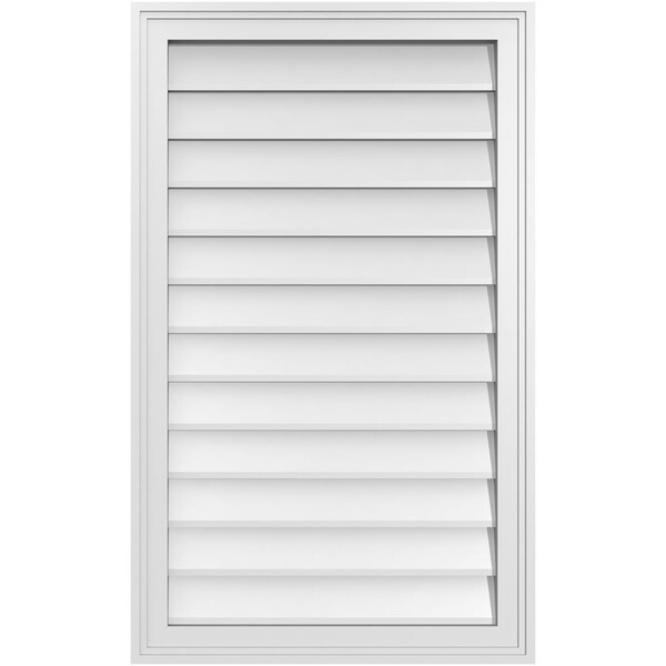 Ekena Millwork Vertical Surface Mount PVC Gable Vnt: Non-Functional, w/2"W x 1-1/2"H, Brickmould Frame, 22"W x 36"H - GVPVE22X3602SN