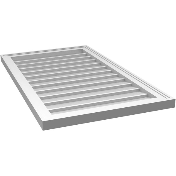 Ekena Millwork Vertical Surface Mount PVC Gable Vnt: Non-Functional, w/2"W x 1-1/2"H, Brickmould Frame, 22"W x 36"H - GVPVE22X3602SN