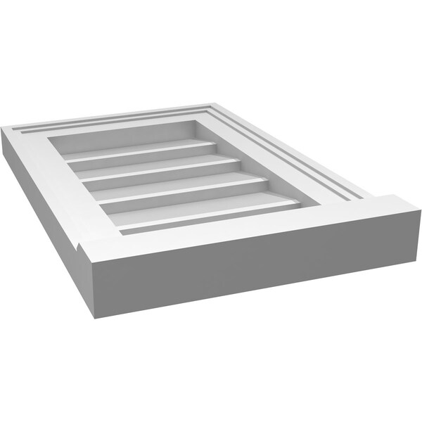 Ekena Millwork Vertical Surface Mount PVC Gable Vent w/ 2"W x 2"H , Brickmould Sill Frame, 12"W x 18"H - GVPVE12X1803SN