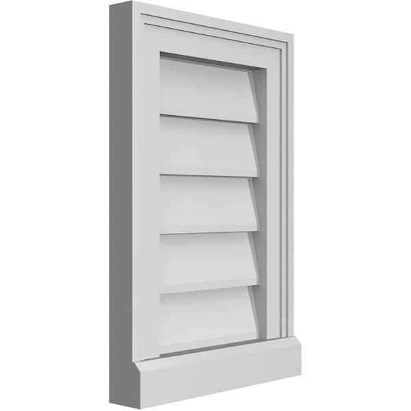 Ekena Millwork Vertical Surface Mount PVC Gable Vent w/ 2"W x 2"H , Brickmould Sill Frame, 12"W x 18"H - GVPVE12X1803SN