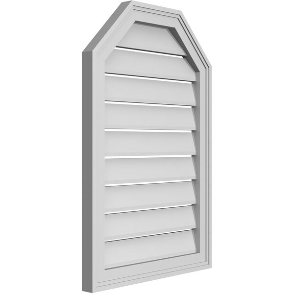 Ekena Millwork Octagonal Top Surface Mount PVC Gable Vent w/ 2"W x 1-1/2"P Brickmould Frame, 20"W x 30"H - GVPOT20X3002SF