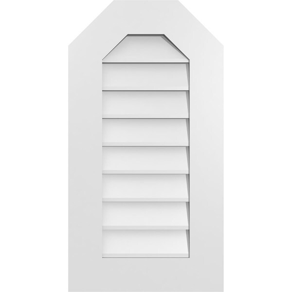 Ekena Millwork Octagonal Top Surface Mount PVC Gable Vent w/ 3-1/2"W x 1"P Standard Frame, 16"W x 30"H - GVPOT16X3001SN