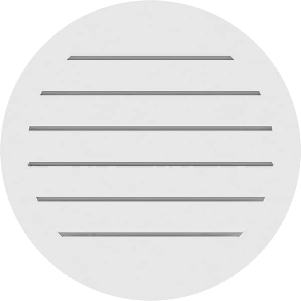 Ekena Millwork Round Surface Mount PVC Gable Vent: Functional, w/ 2"W x 1-1/2"P Brickmould Frame, 18"W x 18"H - GVPRO18X1802SF
