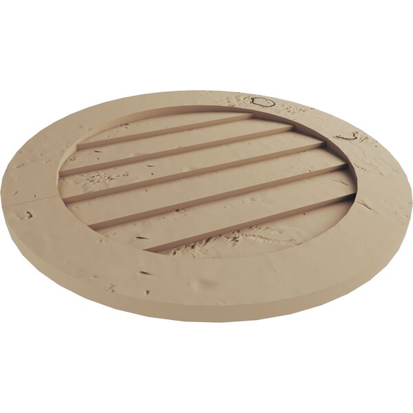 Ekena Millwork Timberthane Knotty Pine Round Faux Wood Non-Functional Gable Vent, Primed Tan, 18"W x 18"H - GVURRO18DKPPR