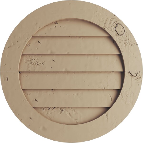 Ekena Millwork Timberthane Knotty Pine Round Faux Wood Non-Functional Gable Vent, Primed Tan, 18"W x 18"H - GVURRO18DKPPR