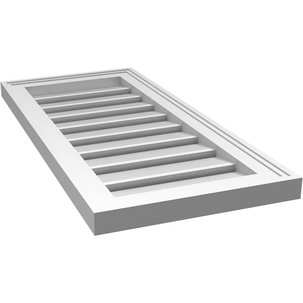 Ekena Millwork Vertical Surface Mount PVC Gable Vent: Functional, w/ 2"W x 1-1/2"P Brickmould Frame, 14"W x 30"H - GVPVE14X3002SF