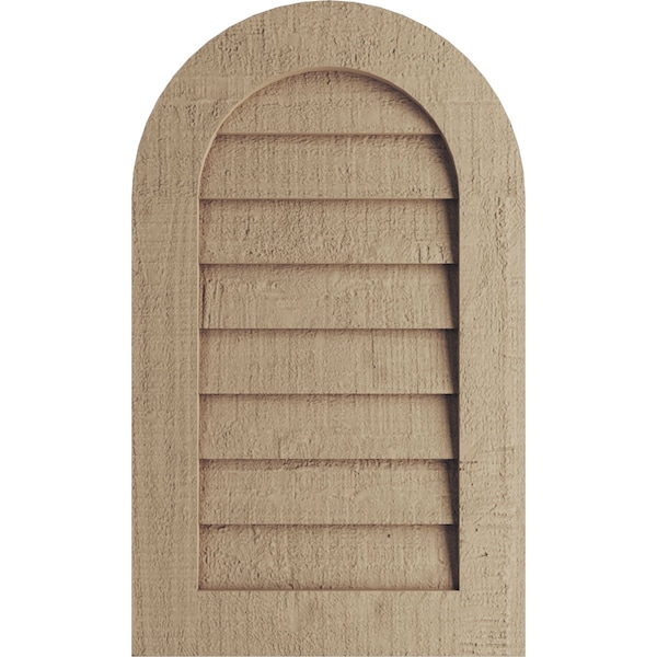 Ekena Millwork Timberthane Rough Cedar Round Top Faux Wood Non-Functional Gable Vent, Primed Tan, 34"W x 42"H - GVURRT34X42DRCPR
