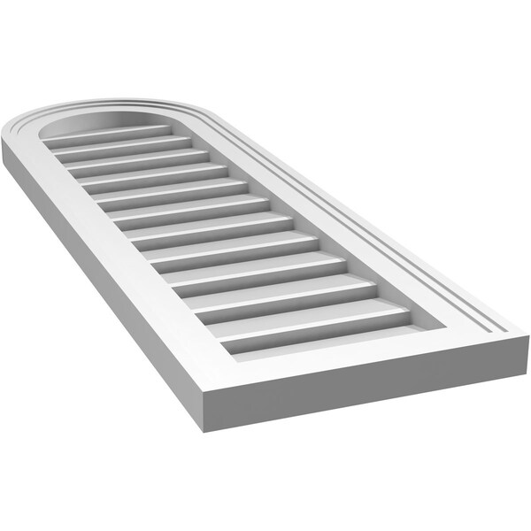 Ekena Millwork Round Top Surface Mount PVC Gable Vent: Functional, w/ 2"W x 1-1/2"P Brickmould Frame, 12"W x 36"H - GVPRT12X3602SF