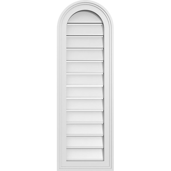 Ekena Millwork Round Top Surface Mount PVC Gable Vent: Functional, w/ 2"W x 1-1/2"P Brickmould Frame, 12"W x 36"H - GVPRT12X3602SF