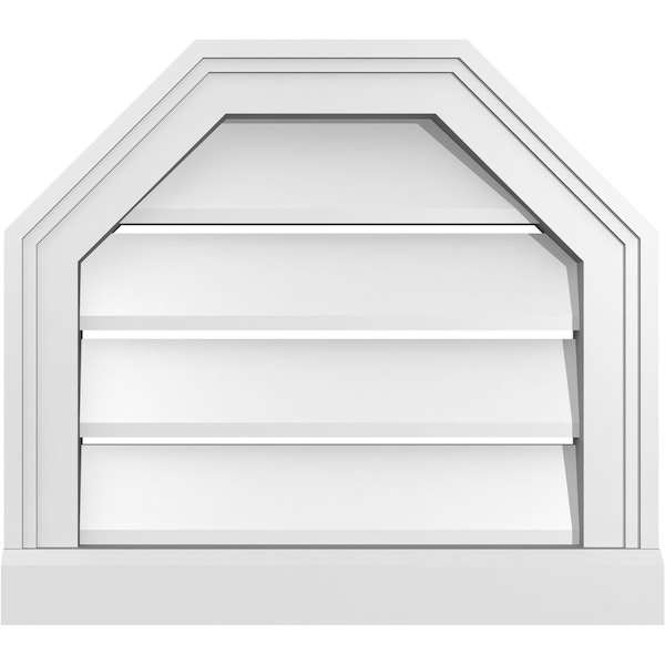 Ekena Millwork Octagonal Top Surface Mount PVC Gable Vent w/ 2"W x 2"P Brickmould Sill Frame, 18"W x 16"H - GVPOT18X1603SF