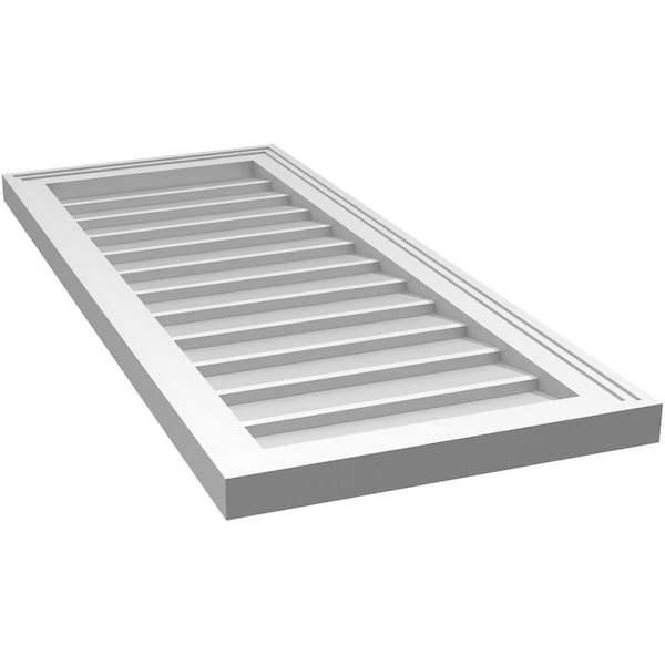 Ekena Millwork Vertical Surface Mount PVC Gable Vnt: Non-Functional, w/2"W x 1-1/2"H, Brickmould Frame, 16"W x 38"H - GVPVE16X3802SN