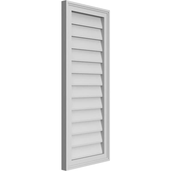 Ekena Millwork Vertical Surface Mount PVC Gable Vnt: Non-Functional, w/2"W x 1-1/2"H, Brickmould Frame, 16"W x 38"H - GVPVE16X3802SN