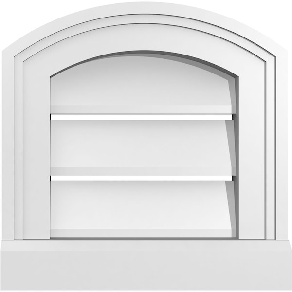 Ekena Millwork Arch Top Surface Mount PVC Gable Vent: Non-Functional, w/2"W x 1-1/2"P Brickmould Frame, 42"W x 42"H - GVPAR42X4202SN