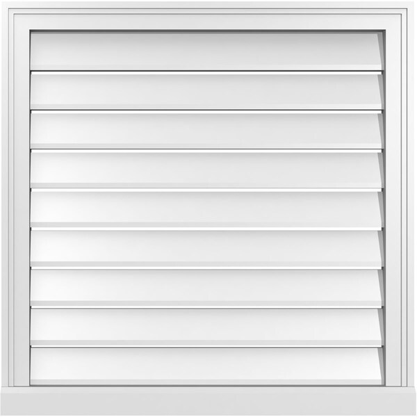 Ekena Millwork Vertical Surface Mount PVC Gable Vent: Functional, w/ 2"W x 2"P Brickmould Sill Frame, 30"W x 30"H - GVPVE30X3003SF