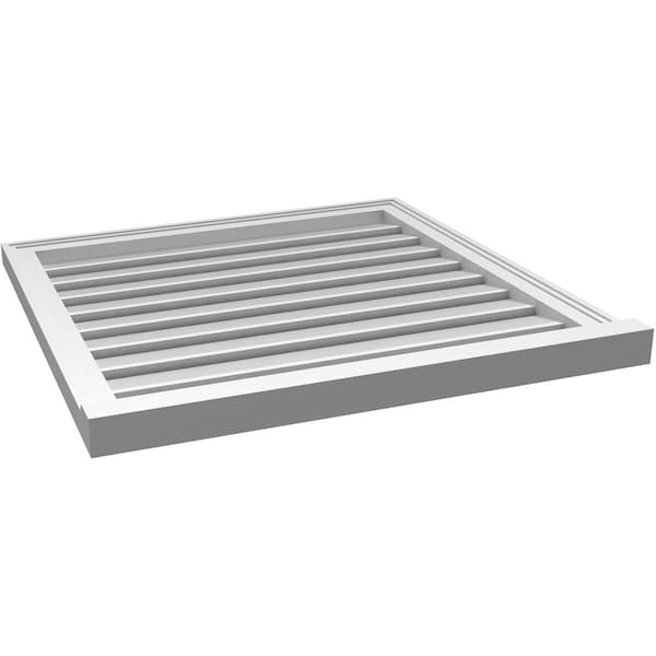 Ekena Millwork Vertical Surface Mount PVC Gable Vent: Functional, w/ 2"W x 2"P Brickmould Sill Frame, 30"W x 30"H - GVPVE30X3003SF