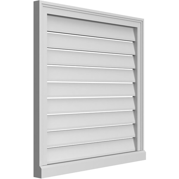 Ekena Millwork Vertical Surface Mount PVC Gable Vent: Functional, w/ 2"W x 2"P Brickmould Sill Frame, 30"W x 30"H - GVPVE30X3003SF