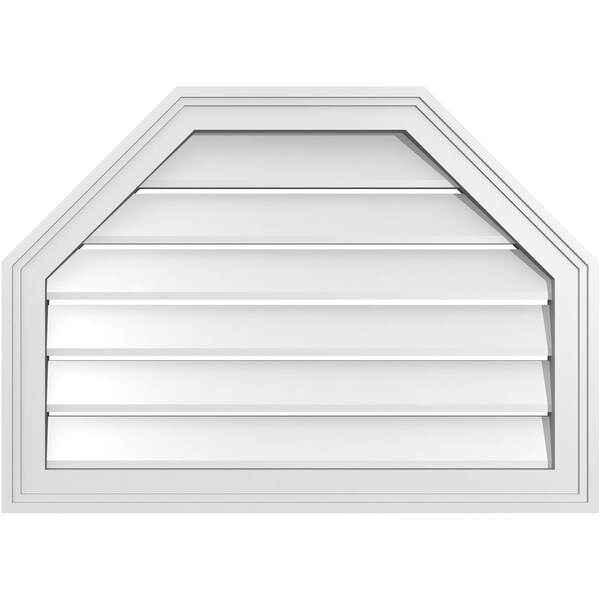 Ekena Millwork Octagonal Top Surface Mount PVC Gable Vent w/ 2"W x 1-1/2"P Brickmould Frame, 28"W x 20"H - GVPOT28X2002SF