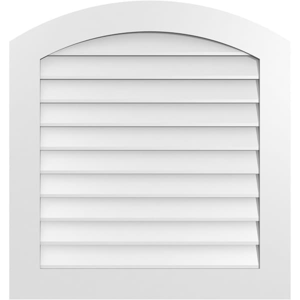 Ekena Millwork Arch Top Surface Mount PVC Gable Vent: Functional, w/ 3-1/2"W x 1"P Standard Frame, 32"W x 34"H - GVPAR32X3401SF