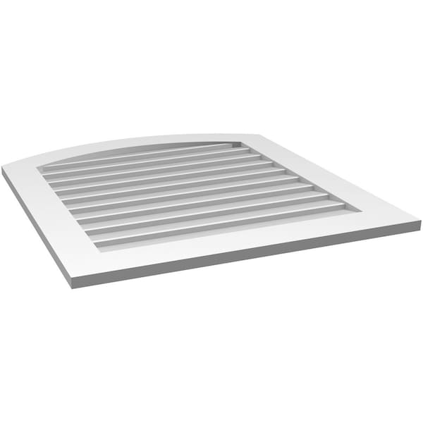 Ekena Millwork Arch Top Surface Mount PVC Gable Vent: Functional, w/ 3-1/2"W x 1"P Standard Frame, 32"W x 34"H - GVPAR32X3401SF