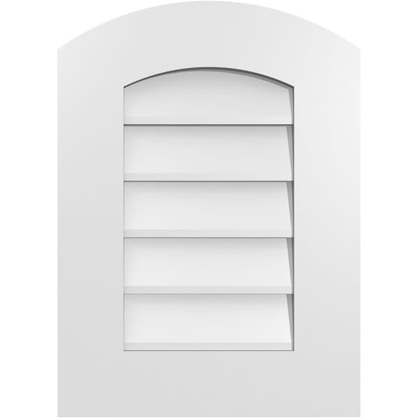Ekena Millwork Arch Top Surface Mount PVC Gable Vent: Functional, w/ 3-1/2"W x 1"P Standard Frame, 16"W x 22"H - GVPAR16X2201SF