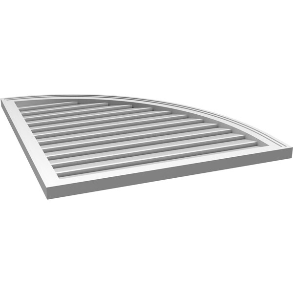Ekena Millwork Quarter Round Top Right Surface Mount PVC Gable Vent w/ 2"W x 2"P Brickmould Sill Frame, 32"W x 36"H - GVPQR32X3603SF