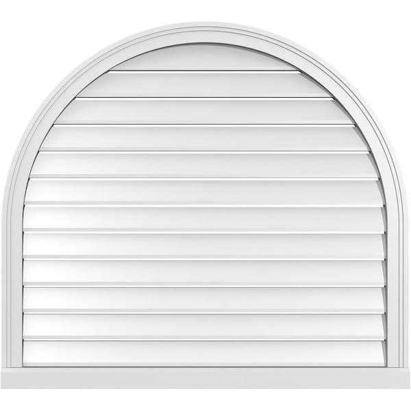 Ekena Millwork Round Top Surface Mount PVC Gable Vent: Functional, w/ 2"W x 2"P Brickmould Sill Frame, 40"W x 36"H - GVPRT40X3603SF