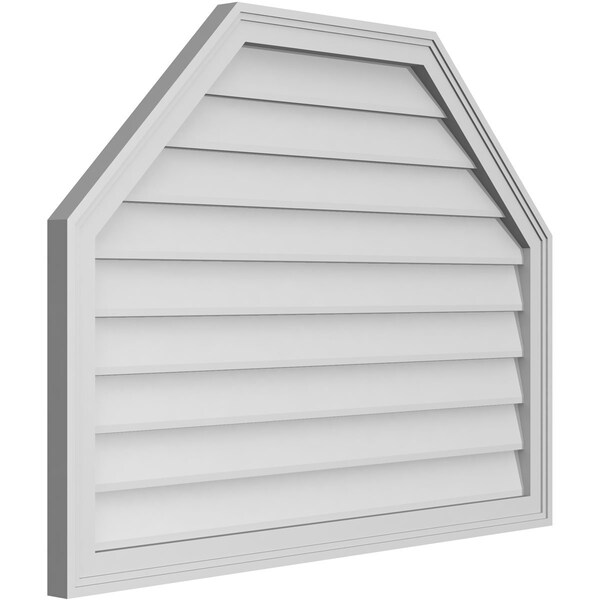 Ekena Millwork Octagonal Top Surface Mount PVC Gable Vent w/ 2"W x 1-1/2"P Brickmould Frame, 40"W x 30"H - GVPOT40X3002SN