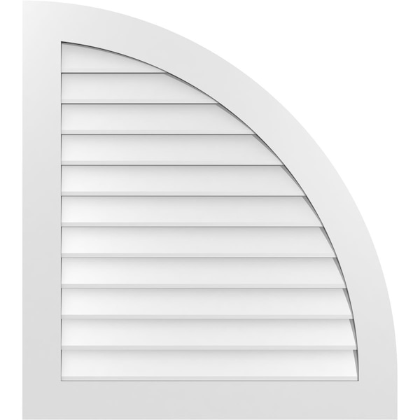 Ekena Millwork Quarter Round Top Right Surface Mount PVC Gable Vent w/ 3-1/2"W x 1"P Standard Frame, 34"W x 38"H - GVPQR34X3801SN