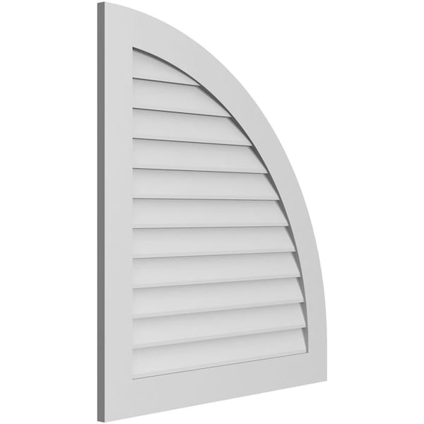 Ekena Millwork Quarter Round Top Right Surface Mount PVC Gable Vent w/ 3-1/2"W x 1"P Standard Frame, 34"W x 38"H - GVPQR34X3801SN