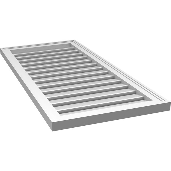 Ekena Millwork Vertical Surface Mount PVC Gable Vent: Functional, w/ 2"W x 1-1/2"P Brickmould Frame, 20"W x 42"H - GVPVE20X4202SF