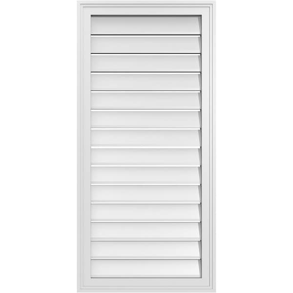 Ekena Millwork Vertical Surface Mount PVC Gable Vent: Functional, w/ 2"W x 1-1/2"P Brickmould Frame, 20"W x 42"H - GVPVE20X4202SF