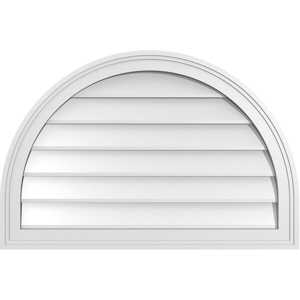 Ekena Millwork Round Top Surface Mount PVC Gable Vent w/ 2"W x 1-1/2"P Brickmould Frame, 30"W x 20"H - GVPRT30X2002SN