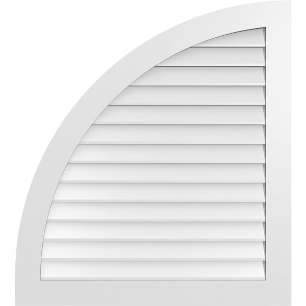 Ekena Millwork Quarter Round Top Left Surface Mount PVC Gable Vent w/ 3-1/2"W x 1"P Standard Frame, 38"W x 42"H - GVPQL38X4201SN