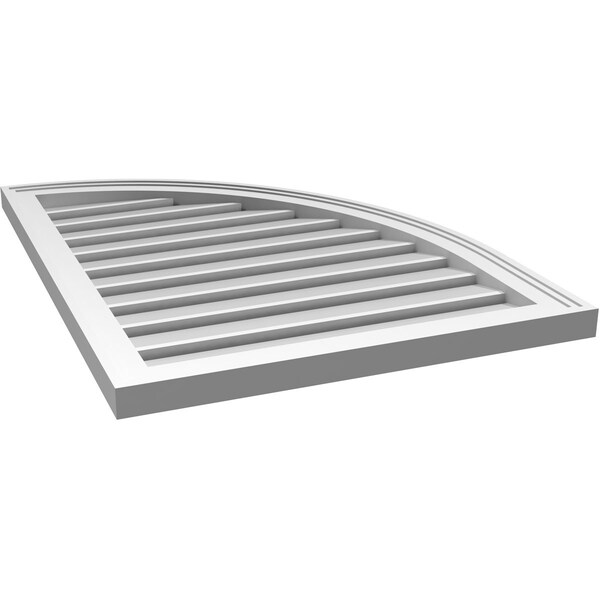 Ekena Millwork Quarter Round Top Right Surface Mount PVC Gable Vent w/ 2"W x 2"P Brickmould Sill Frame, 24"W x 32"H - GVPQR24X3203SF