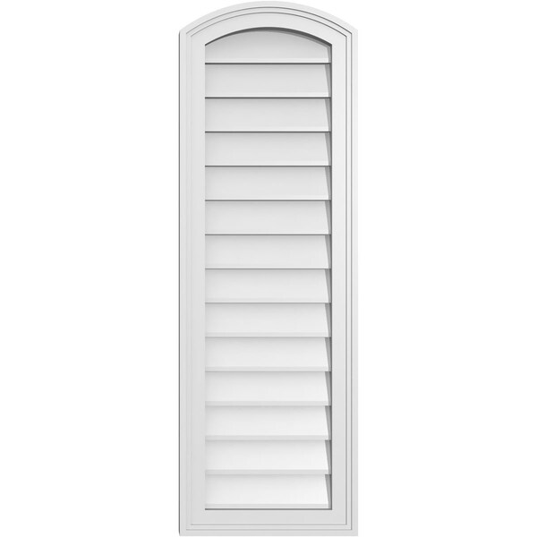 Ekena Millwork Arch Top Surface Mount PVC Gable Vent: Functional, w/ 2"W x 1-1/2"P Brickmould Frame, 14"W x 42"H - GVPAR14X4202SF