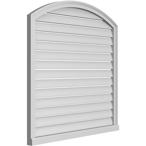 Ekena Millwork Arch Top Surface Mount PVC Gable Vent w/ 2"W x 2"P Brickmould Sill Frame, 40"W x 42"H - GVPAR40X4203SN