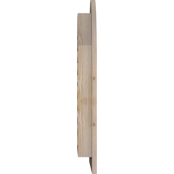 Ekena Millwork Round Top Gable Vent Unfinished, Functional, Pine Gable Vent w/ 1" x 4" Flat Trim Frame, 32"W x 28"H - GVWRT32X2801SFUPI