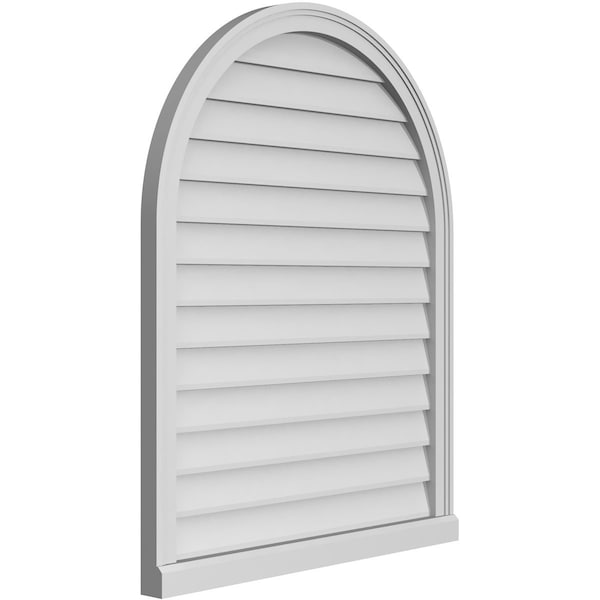 Ekena Millwork Round Top Surface Mount PVC Gable Vent w/ 2"W x 2"P Brickmould Sill Frame, 32"W x 40"H - GVPRT32X4003SN