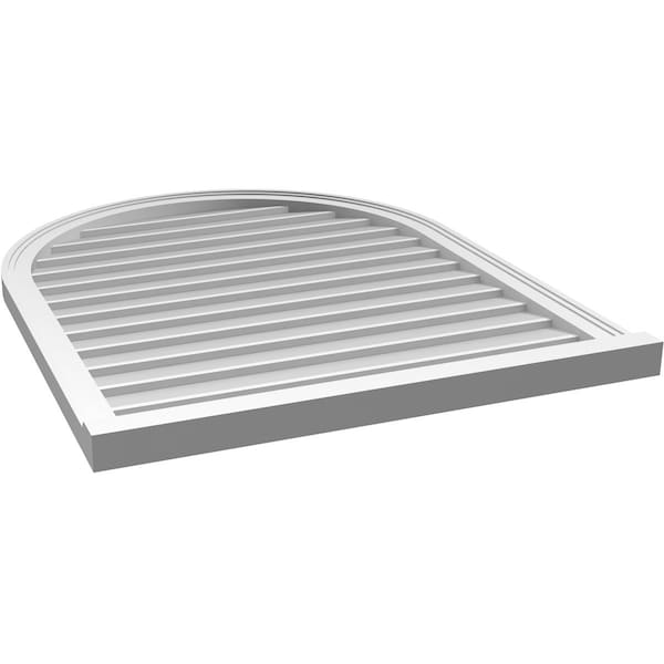 Ekena Millwork Round Top Surface Mount PVC Gable Vent w/ 2"W x 2"P Brickmould Sill Frame, 32"W x 40"H - GVPRT32X4003SN
