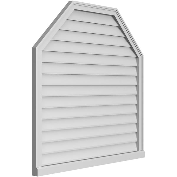 Ekena Millwork Octagonal Top Surface Mount PVC Gable Vent w/ 2"W x 2"P Brickmould Sill Frame, 42"W x 42"H - GVPOT42X4203SN