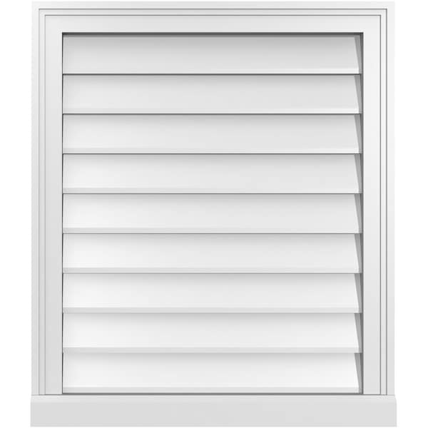 Ekena Millwork Vertical Surface Mount PVC Gable Vent w/ 2"W x 2"H , Brickmould Sill Frame, 24"W x 28"H - GVPVE24X2803SN