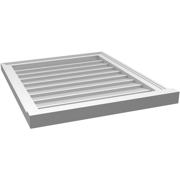 Ekena Millwork Vertical Surface Mount PVC Gable Vent w/ 2"W x 2"H , Brickmould Sill Frame, 24"W x 28"H - GVPVE24X2803SN