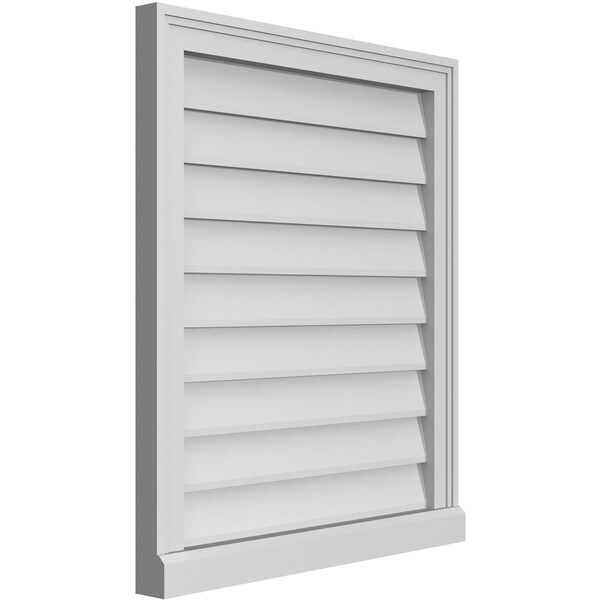 Ekena Millwork Vertical Surface Mount PVC Gable Vent w/ 2"W x 2"H , Brickmould Sill Frame, 24"W x 28"H - GVPVE24X2803SN