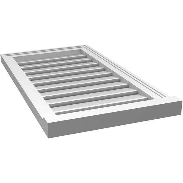 Ekena Millwork Vertical Surface Mount PVC Gable Vent: Functional, w/ 2"W x 2"P Brickmould Sill Frame, 18"W x 32"H - GVPVE18X3203SF